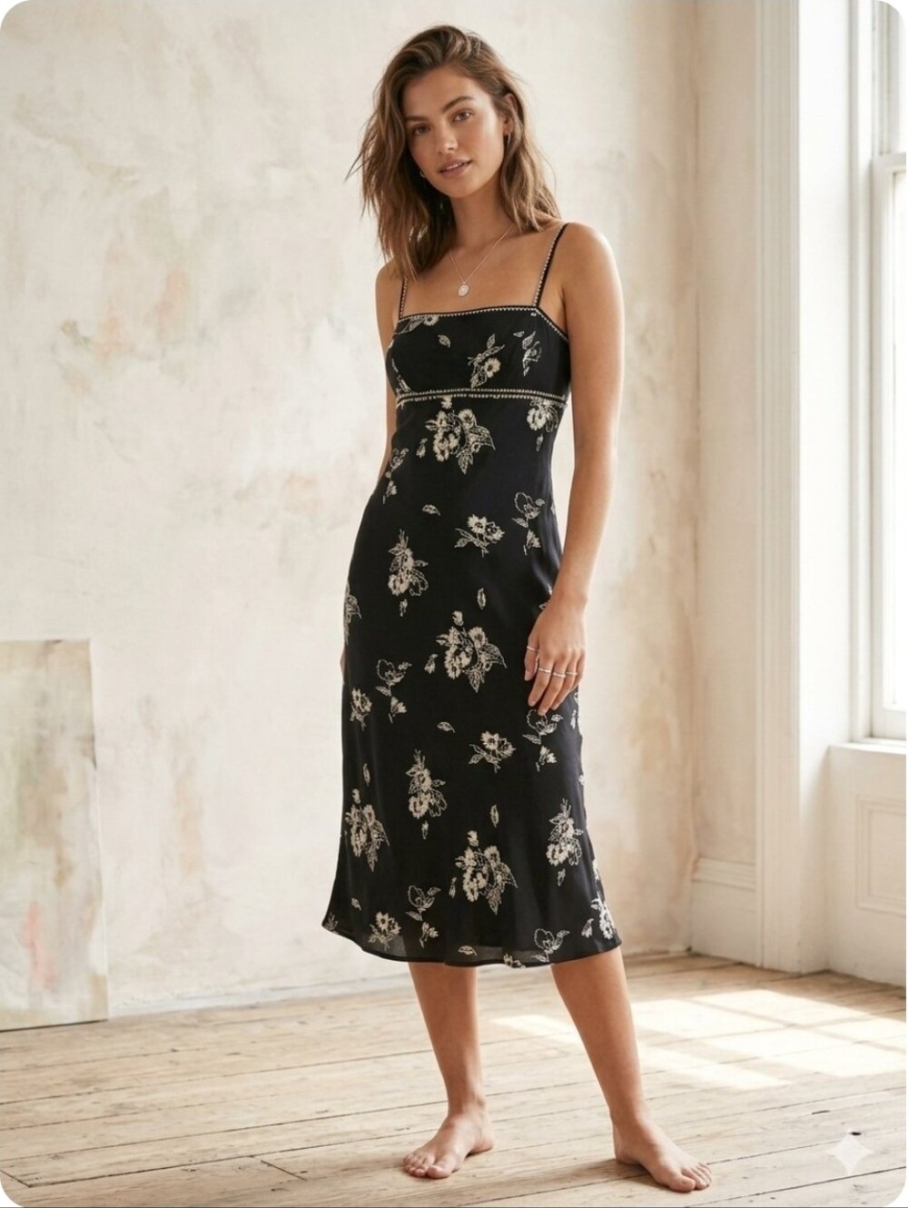 Maggy London Silk Floral Slip Dress Luxury Minimalist Coquette Midi Size 12